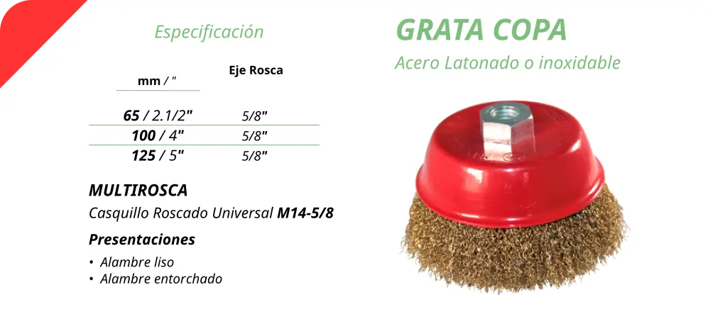 Grata copa acero latonado inoxidable