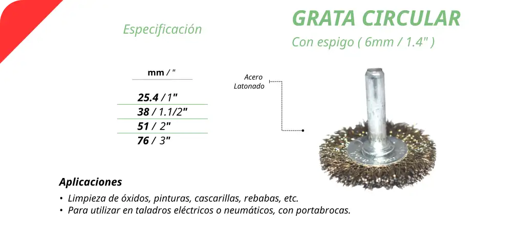 Grata circular con espigo