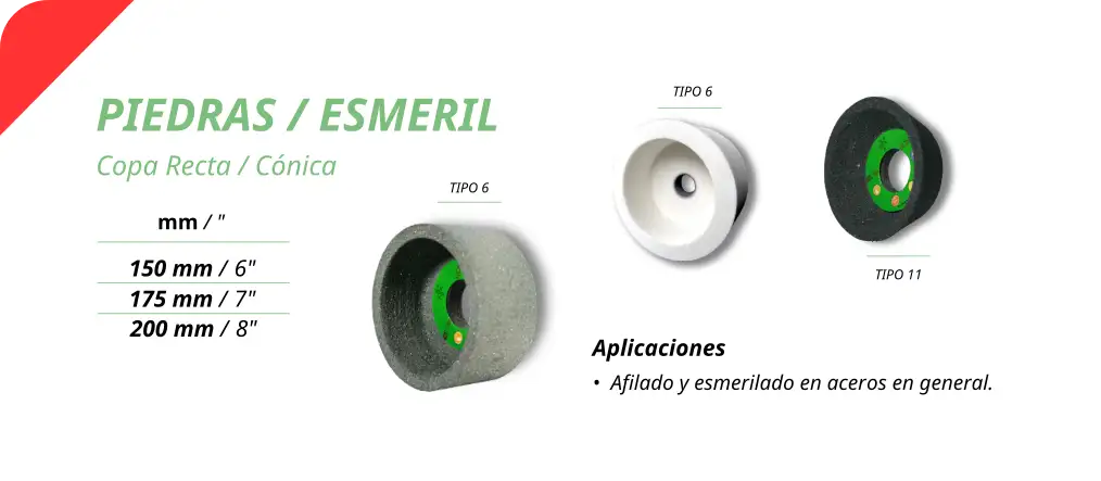 Piedra copa recta, piedra para esmeril