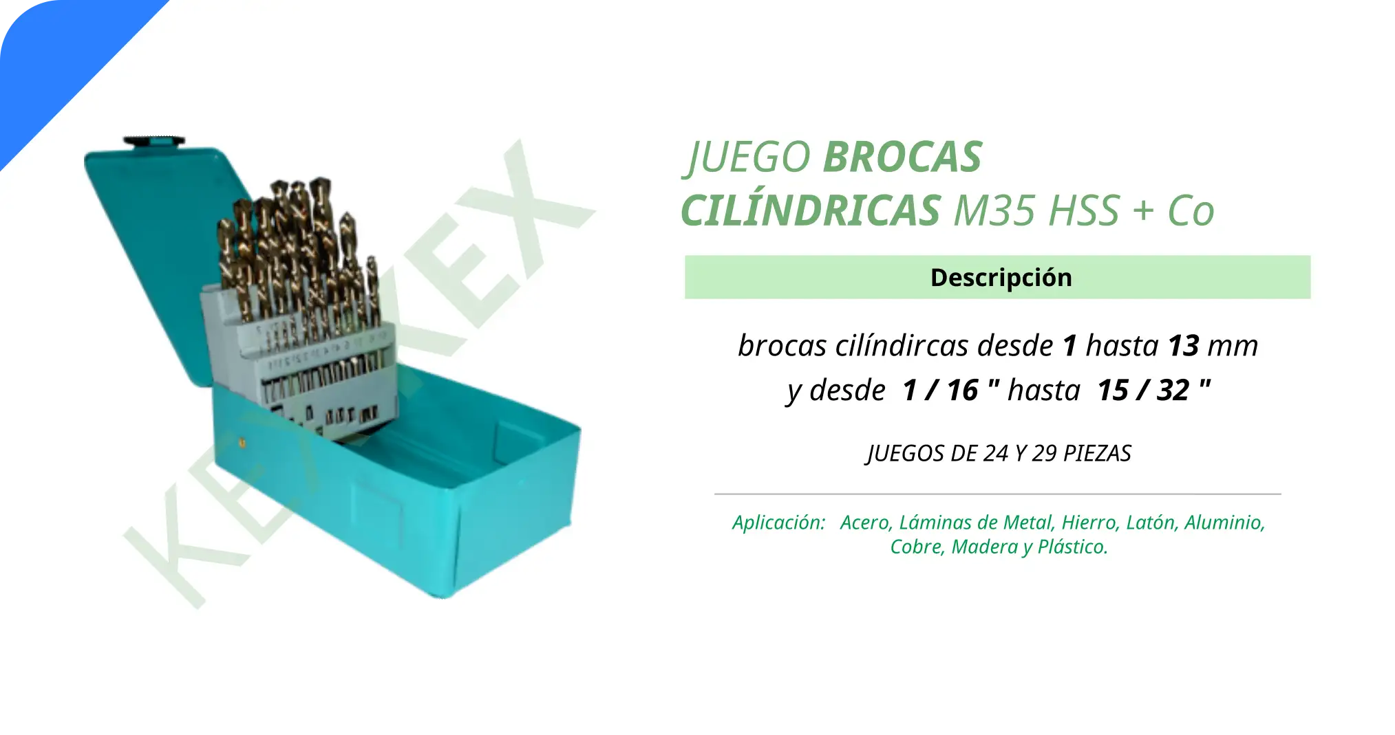 Juego brocas cilindricas M35 HSS cobalto