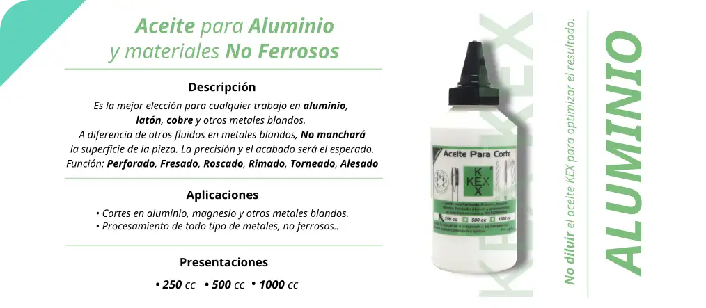 Aceite para alumnio y materiales no ferrosos