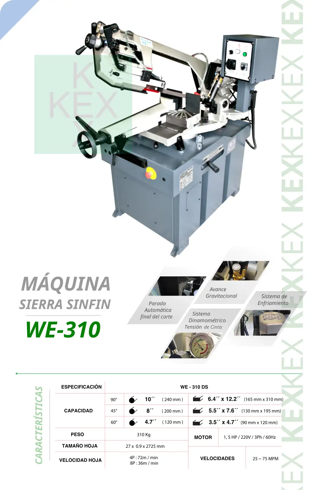 Maquina sierra sinfin WE-310 