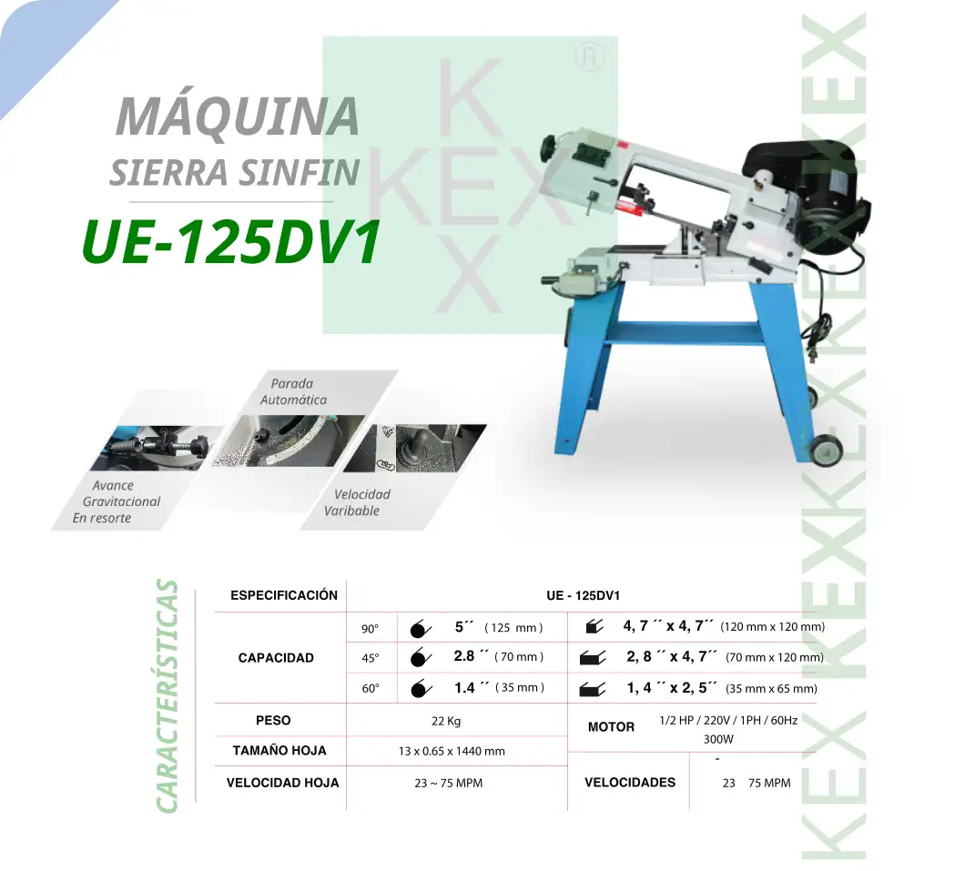 Maquina sierra sinfin UE-125DV1