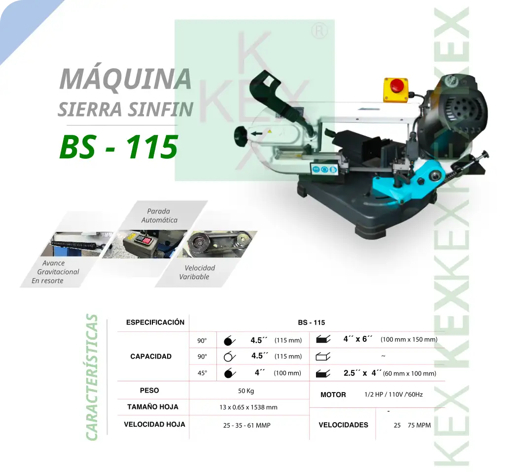 Maquina sierra sinfin BS-115