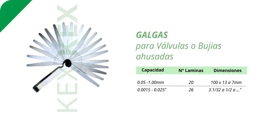 Galgas para valvulas o bujias ahusadas