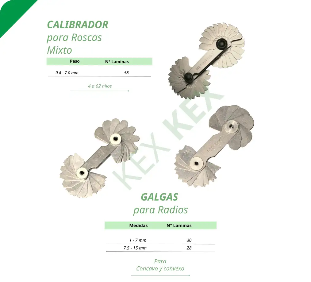 Calibrador para roscas mixto